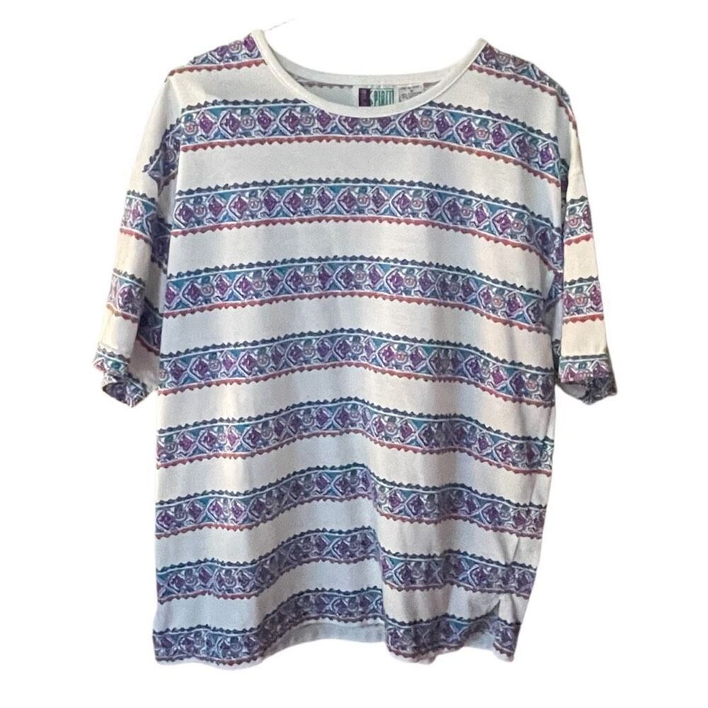 Vintage 90’s Bold Spirit size M boxy Aztec striped boho oversized top.